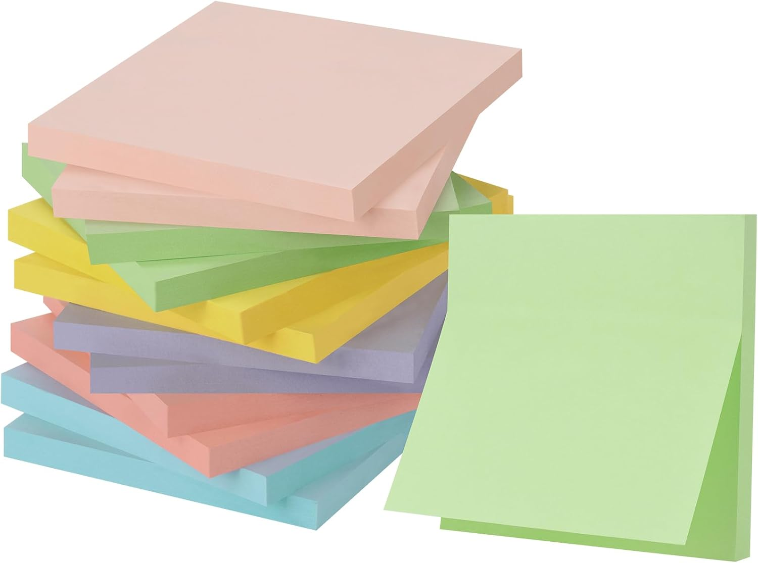 ZCZN 12 Pads Pastel Coloured Sticky Notes Jeju Colour, 60 Sheets per Pad, Use as Reminders, To-Do, Memos image number 1
