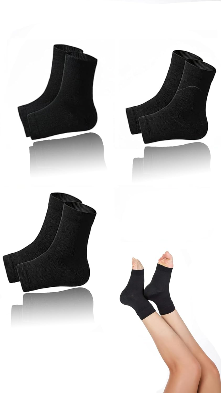 Honwor 3 Pairs of Pain-Relieving Compression Socks for Neuropathy, Ankle Support, Tendonitis, and Plantar Fasciitis - Brace for Women and Men, Size L-XL, Color: Black image number 5