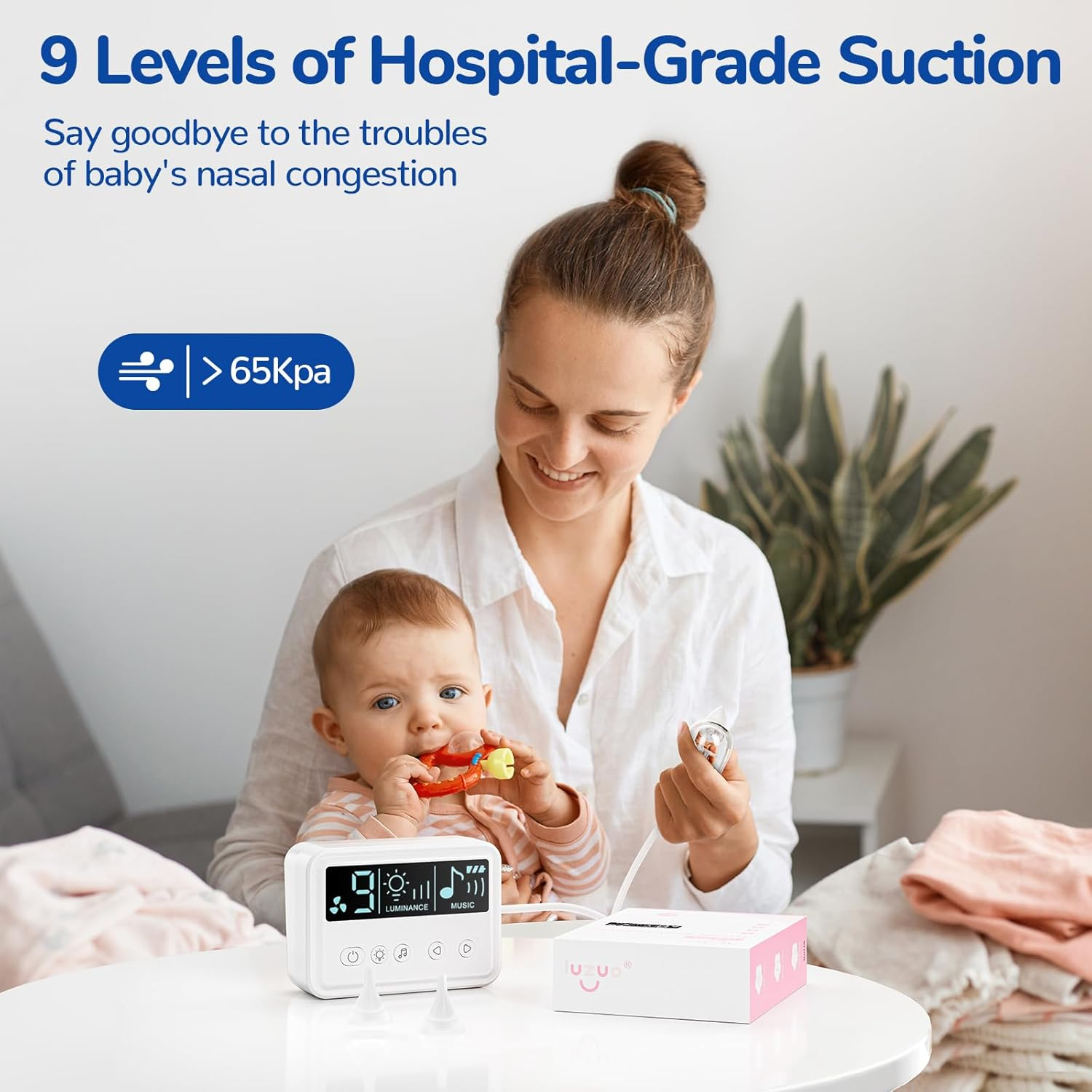 IUZUO Nasal Aspirator for Toddler, Electric Nose Aspirator for Baby, Baby Nose Sucker, Electric Nose Suction with Night Light and Music, LED Display image number 2