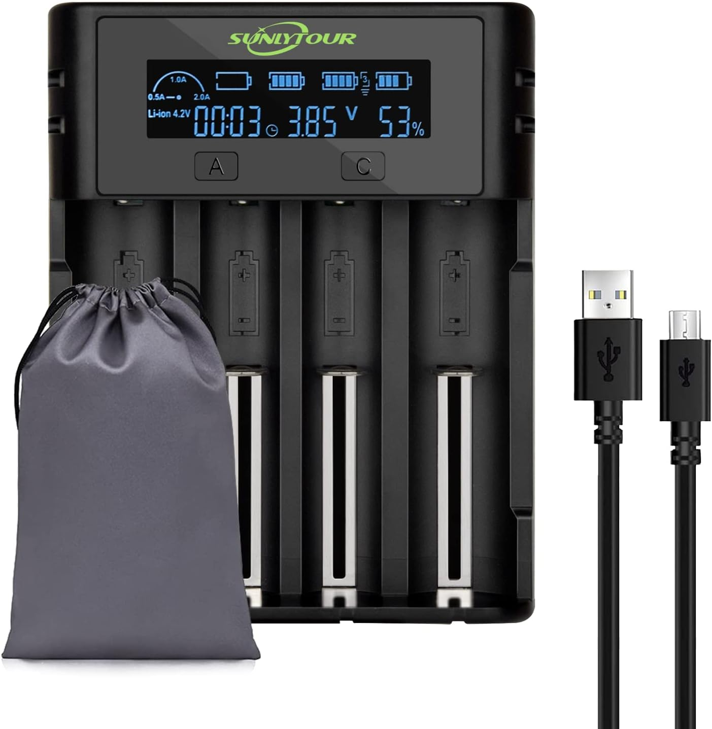 21750 21700 Battery Charger, 4 Slots 18650 Battery Charger 21750 18650 21700 Charger for 20700 22500 22650 26650 26700 16340 (R) CR123. 17650 17670 Rechargeable Battery with PCB Protection Board image number 3