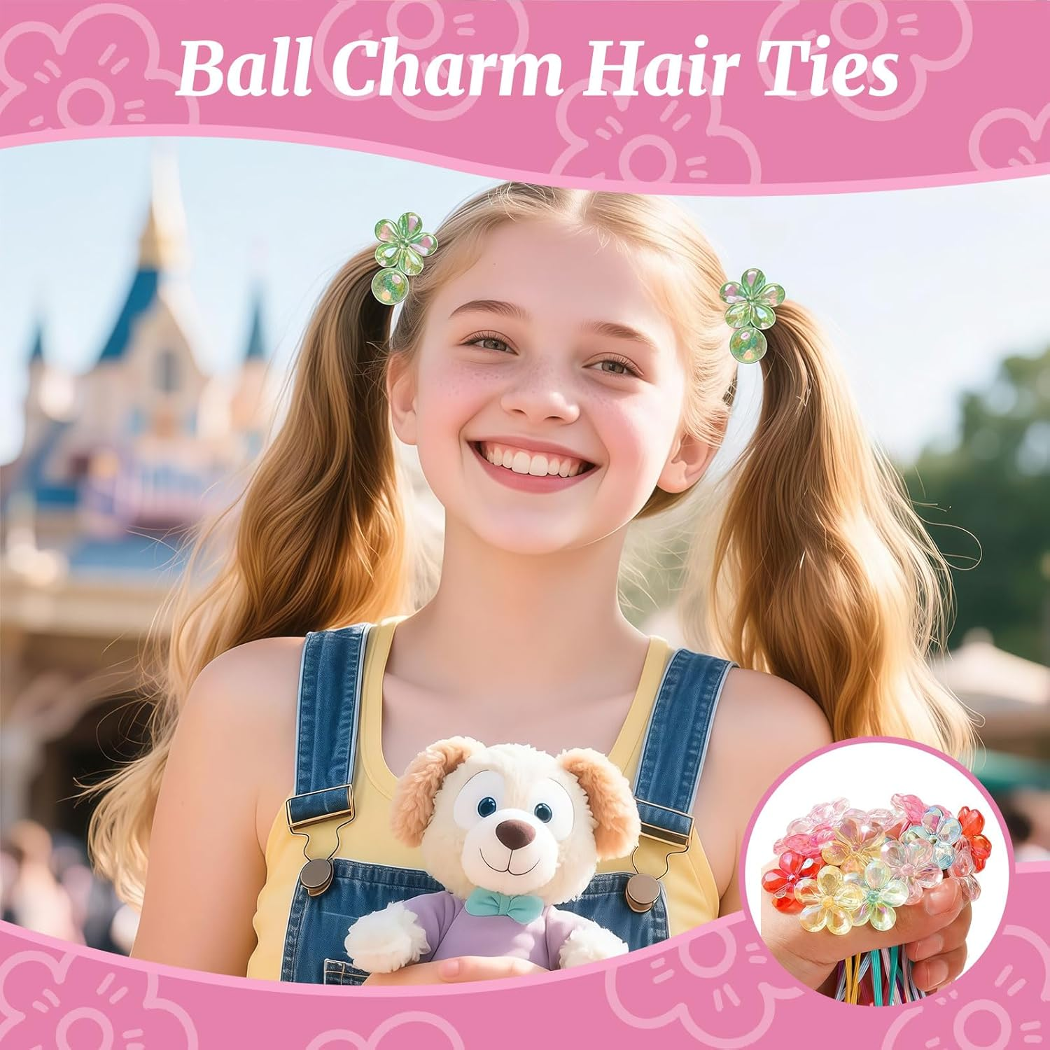 Xanthelle Girls Hair Bobbles Pack of 14 Colourful Hair Accessories Children'S Braid Elastics Baby Hair Scrunchies & Hair Band Girls Elastic Bubble Hair Ties with Beads and Balls image number 4