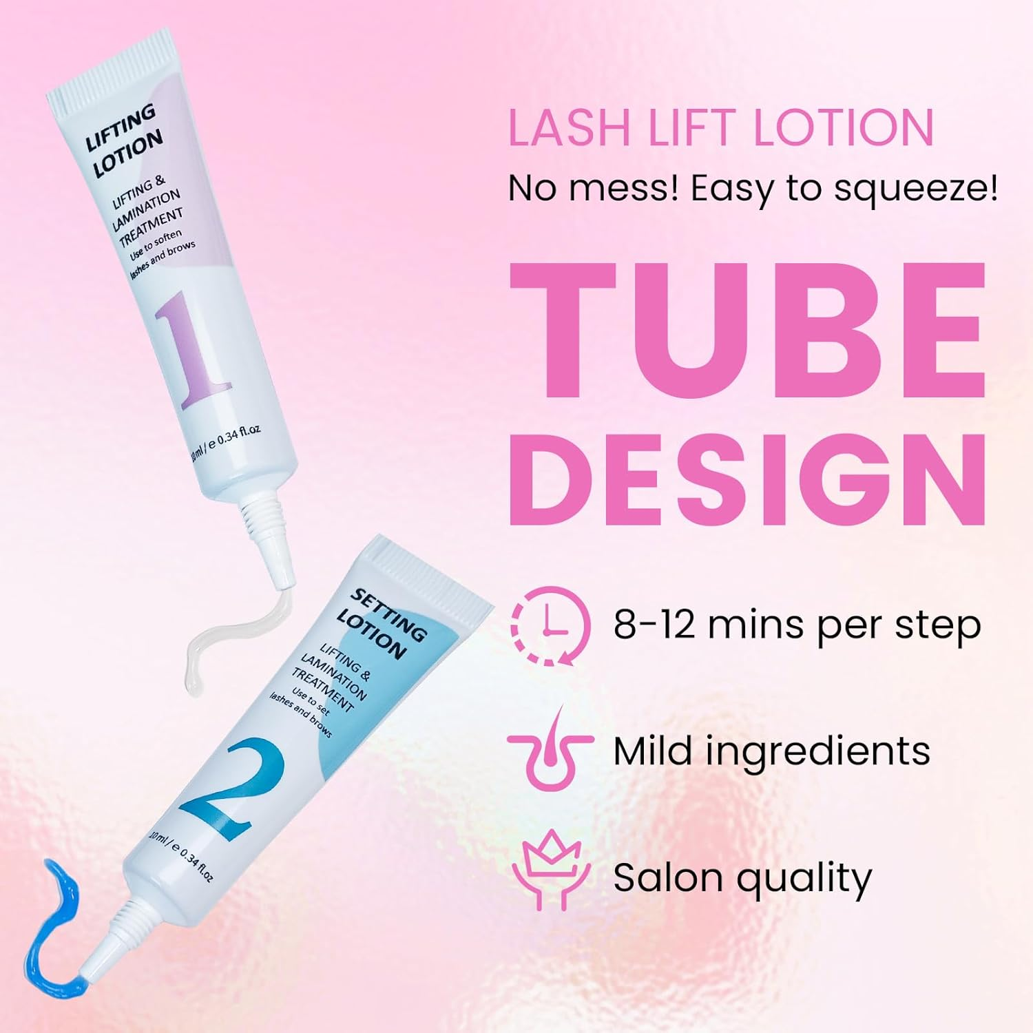 Lomansa Lash Lift Kit Eyelash Perm Tube Design Easy to Use Brow Lamination Kit with Lash Glue Balm for Natural Instant Lifting Results image number 3