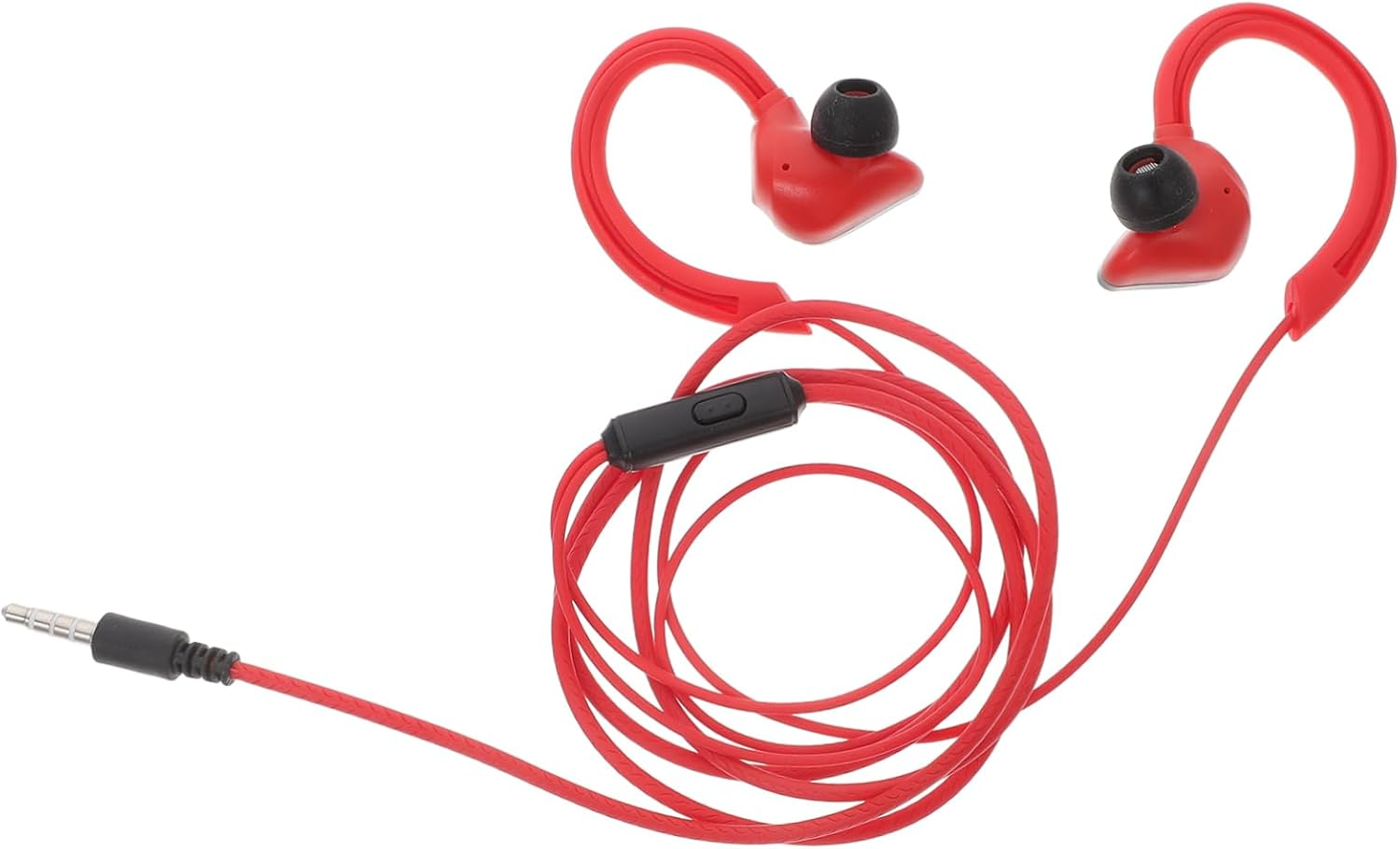 SHOWERORO Wired Earphones with 3.5Mm Jack, In-Ear Earbuds for Sports Running, Red Hanging Hook Headset with Bass for Mobile Phones image number 1