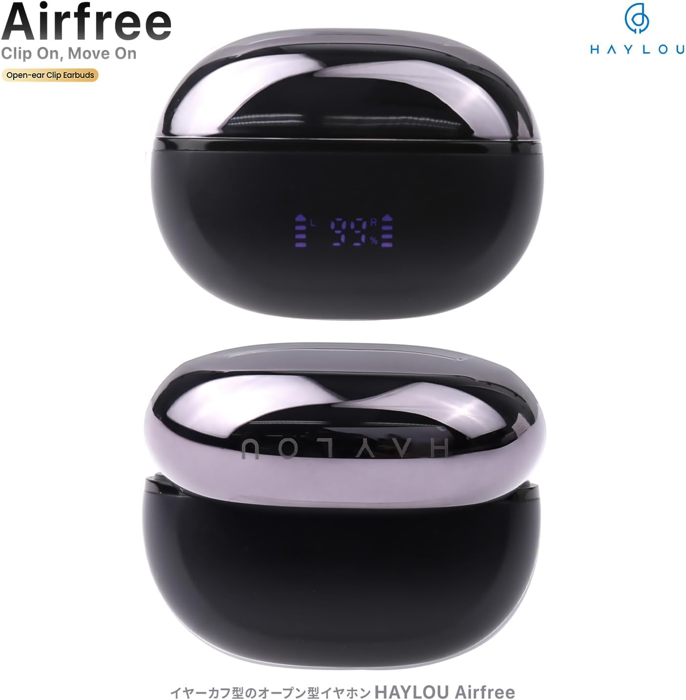 Haylou Airfree Wireless Earphones, Hi-Fi Stereo Sound, Multi-Point Connection, up to 22 Hours Playback, Sound Leakage Prevention, Battery Level Display, LED Display, Bluetooth 5.4, HL-AFBK Black image number 2