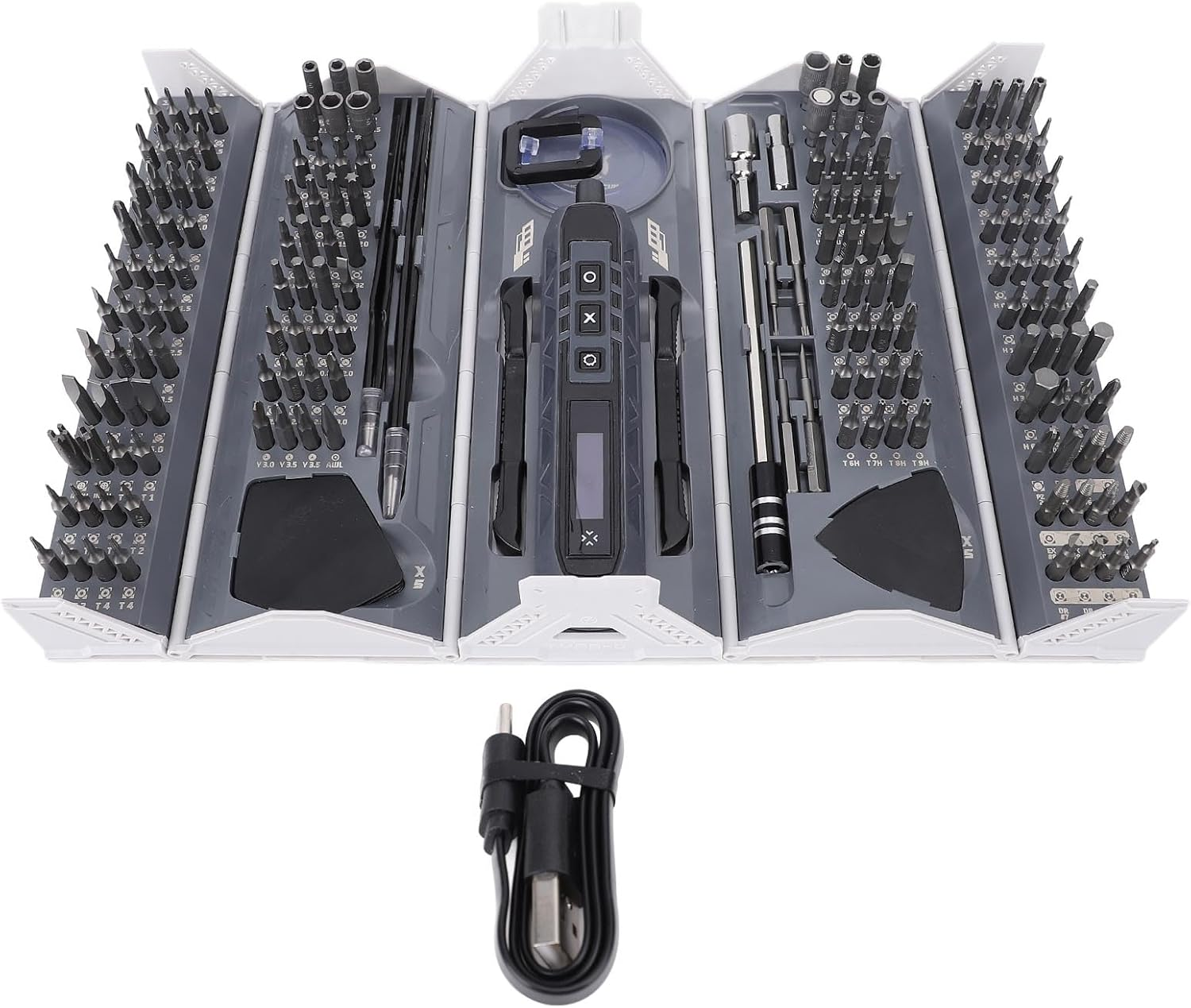 Electric Screwdrivers Set, 180 in 1 Cordless Screwdrivers with 163 Magnetic Precision Bits, Rechargeable Power Repair Tool Kit for Phone Laptop Camera Watch Computer image number 2