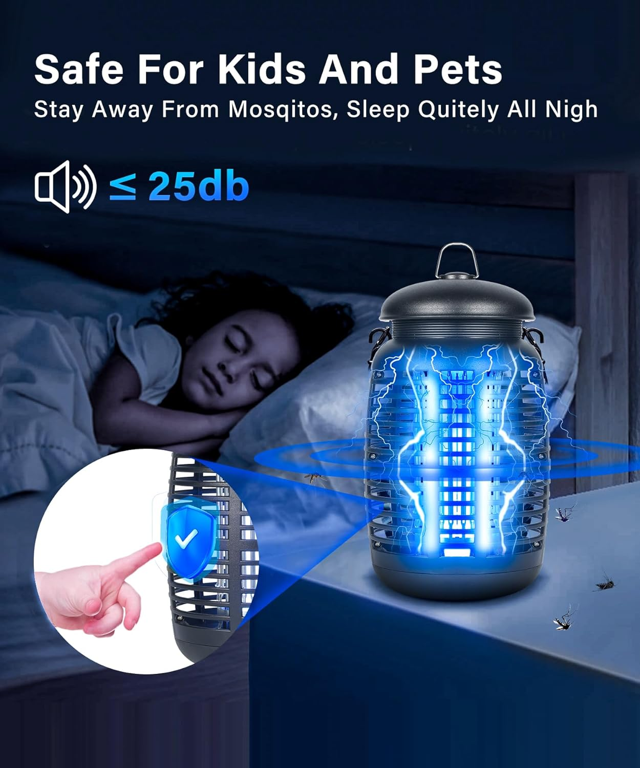 Bug Zapper Electric Fly Trap, Mosquito Zapper 4200V Fly Repellent, Mosquito Killer Indoor Bug Trap, Insect Mosquitoes Trap Lamp, Outdoor Bug & Mosquito Zapper Waterproof for Garden & Camp