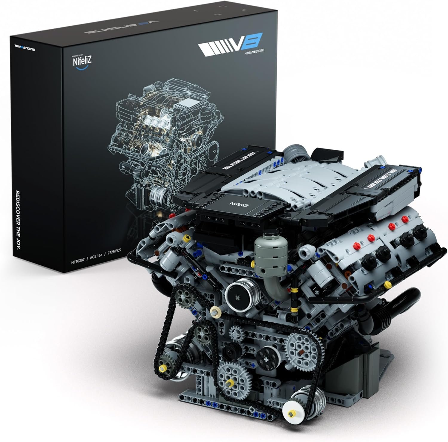 Nifeliz V8 Engine Building Set, Exclusive Advanced Collector'S Engine Model, Physical Science Experiment Toy for Adults, Home or Office D&eacute;cor (2725 PCS, NF10287) image number 2