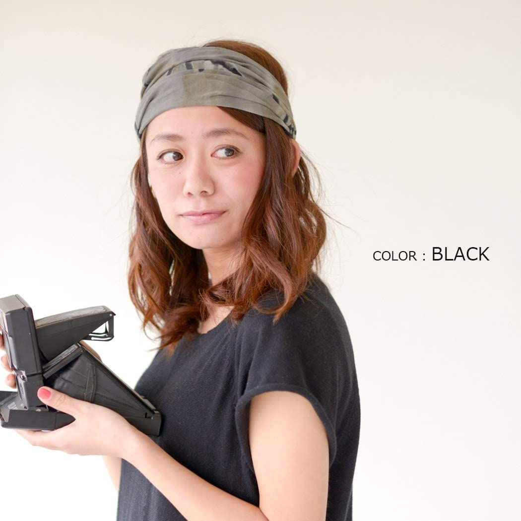 CHARM Tie Dye Bandana Headband for Women, Men'S Loose Fitting Boho Headscarf, Wide Hand Dyed Hippie Hair Band for Dreads Dark Blue image number 5