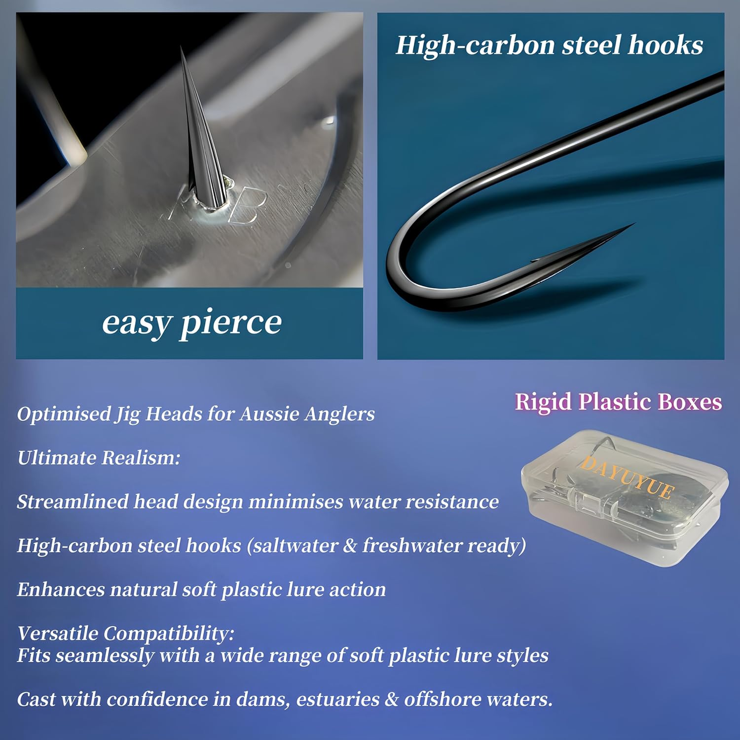 4-30Pcs Fishing Jig Heads Kit 3.5G 5G 7G 10G 14G with Tackle Box Soft Bait Hooks for Freshwater Saltwater Lures image number 2