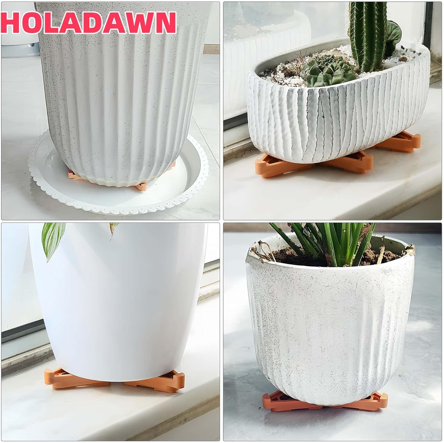 HOLADAWN 12 Pack Invisible Flower Pot Feet, Plant Pot Risers for Indoor & Outdoor, Pot Toes Stand for Small to Large Planters Use image number 2