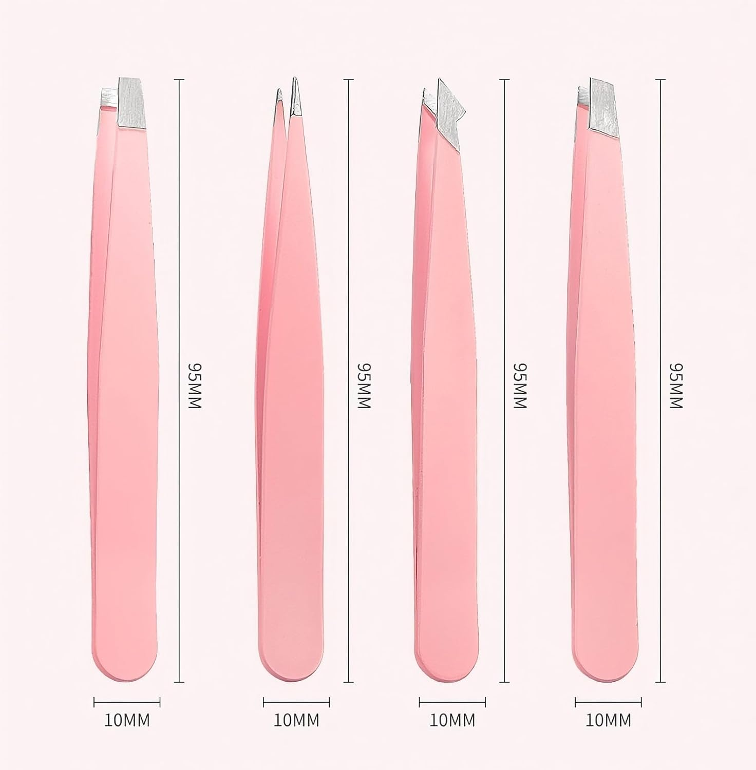 HIGHROCK 6Pcs Eyebrow Tweezers Set, Stainless Steel Slant and Pointed Tips, Small Scissors and Brush， Precision Hair Removal Tools