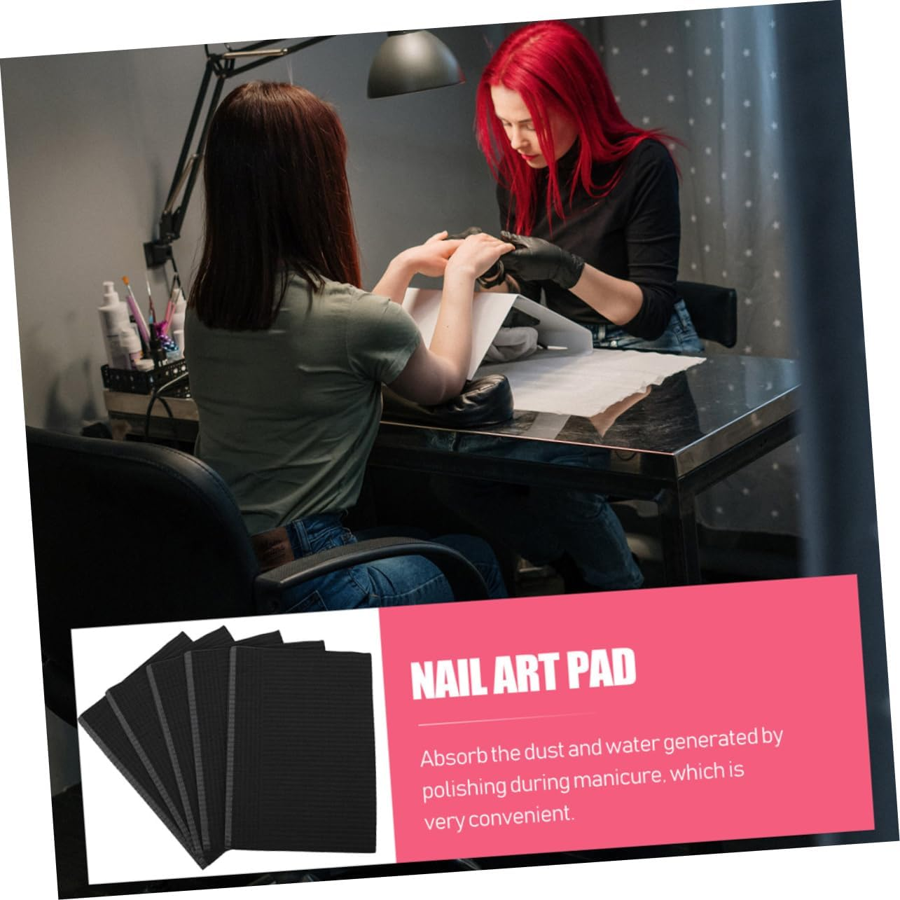HONITANO 125Pcs Manicure Tablecloth Nail Art Pad Disposable Nail Care Mat Easy-Carry Manicure Desk Mat for Salon Spa Home image number 2