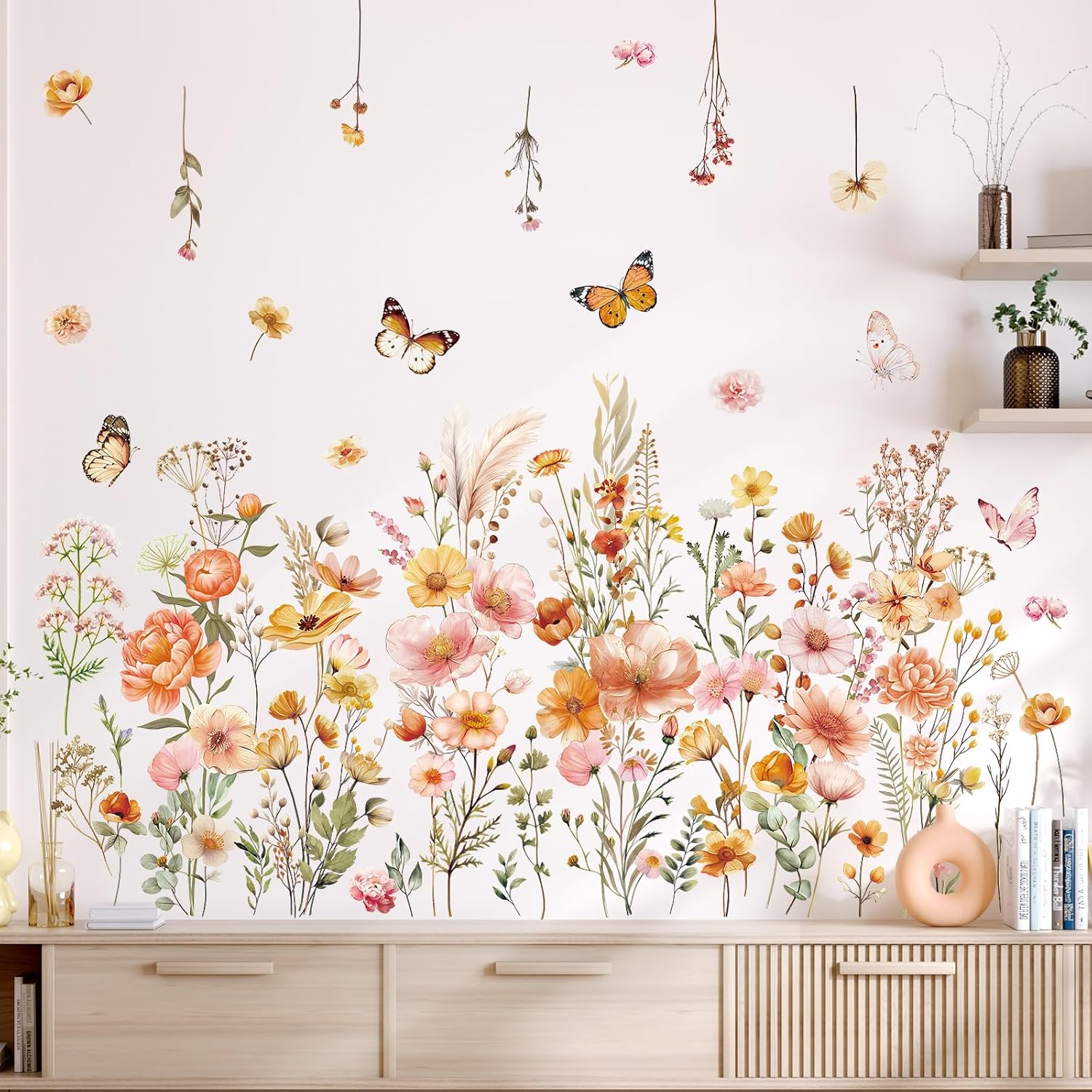 DECOWALL SG2-2506 Boho Small Flowers Wall Stickers Peel and Stick Removable Floral Decals Nursery Bedroom Nature Home Decor Garden image number 6