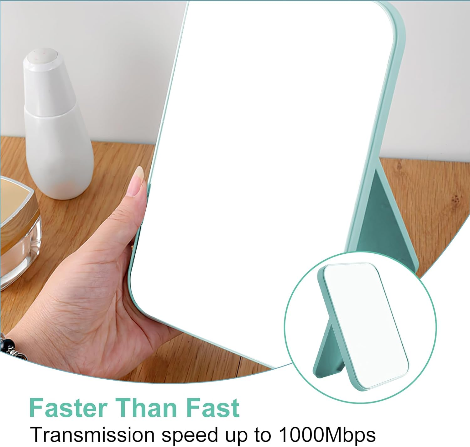 Bushhaven Premium Tabletop Mirror with Foldable Stand - Super HD Anti-Distortion Glass for Flawless Makeup, Perfect for Bathroom & Vanity Use, Ideal for Travel & Home Beauty Routine image number 2