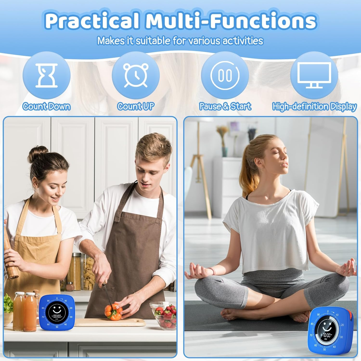 Visual Timer for Kids - 100 Minute Digital Countdown Timer Clock for Classroom Office Kitchen, Cute Desk Timer Stopwatch for Kid and Adults, Home School Supplies Study Management Tools image number 2