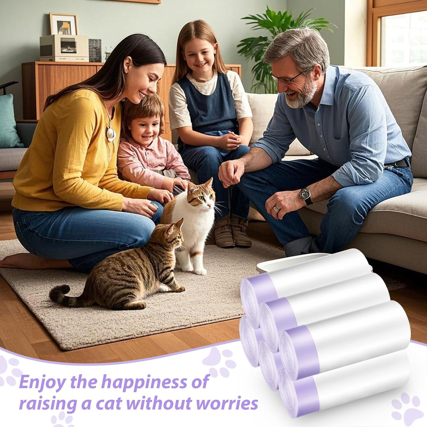 90 Pack Drawstring Cat Litter Box Liners 26" X 16" Disposable Litter Pan Liner Bags with Drawstring for Pet Cat Litter Automatic Cat Litter Box Waste Bags Compatible with Litter Robot 3 and 4