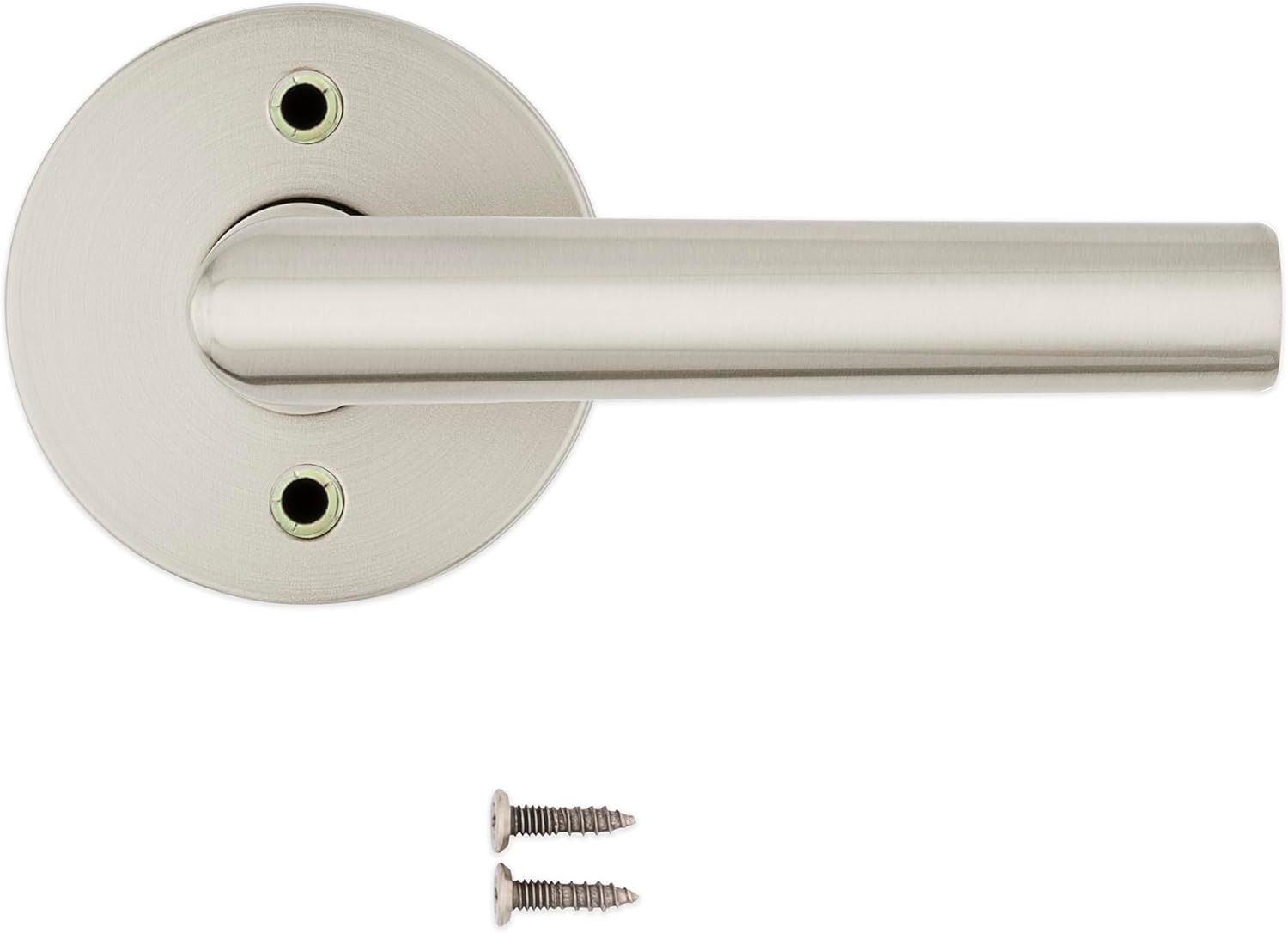 Kwikset Milan Dummy Door Handle, Single Sided Lever for Closets, French Double Doors, and Pantry, Satin Nickel Non-Turning Reversible Interior Push/Pull Lever