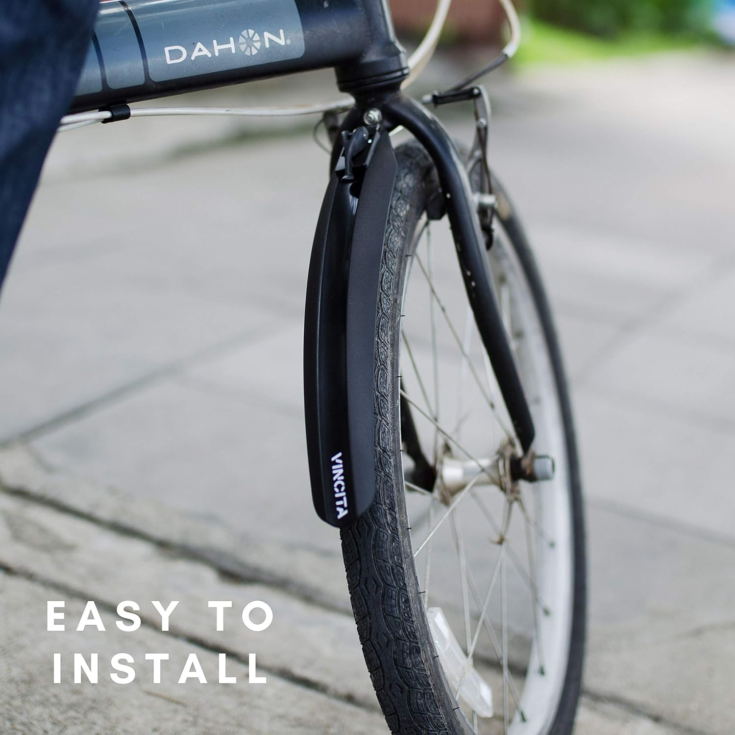 Vincita Folding Bike Mudguard Fender Set Include Front and Rear for Small Wheel, BMX, 20" Bicycles - Black Color, Quick Release, Easy to Install - Clip on Bike Fenders - Bicycle Accessories image number 2