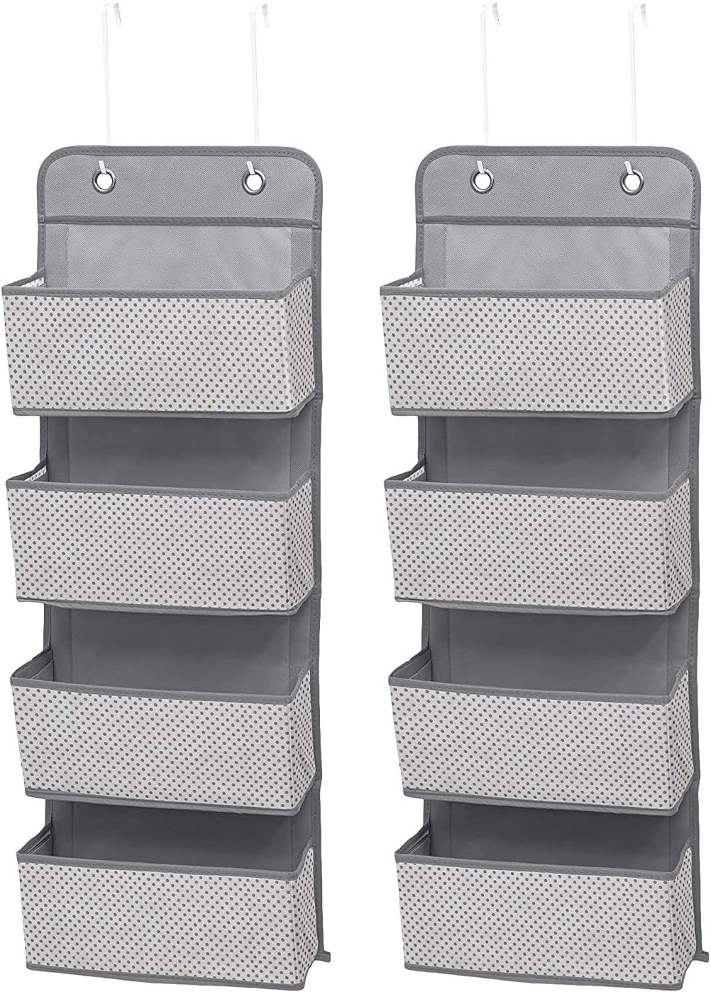 Delta Children 4 Pocket over the Door Hanging Organizer Easy Storage/Organization Solution - Versatile and Accessible in Any Room in the House, Dove Grey, (Pack of 2)