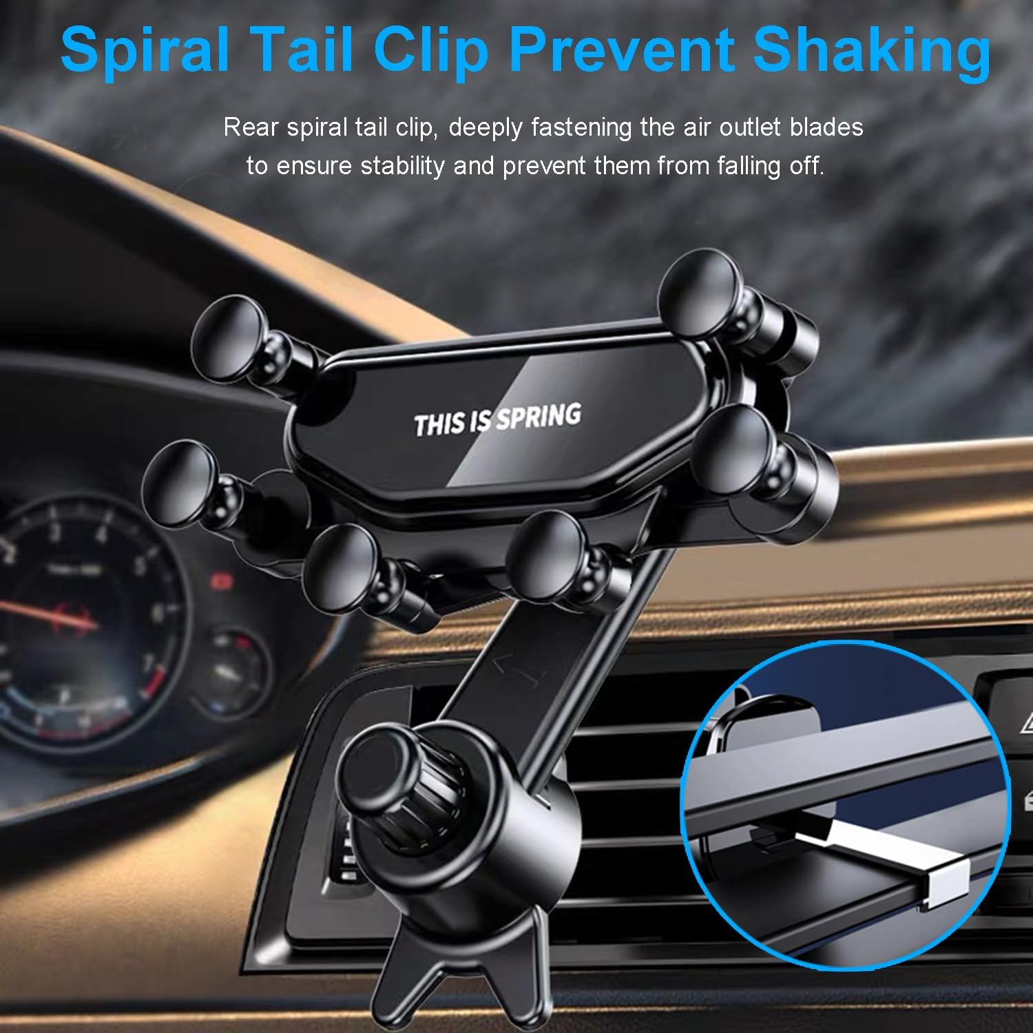 Car Phone Holder Mount with Newest Metal Hook Clip 360&deg; Rotation Six-Point Gravity Air Vent Cell Phone Car Mount Hands Free Universal Automobile Cradle Fit for 4.0-6.5 Inches Phones image number 1