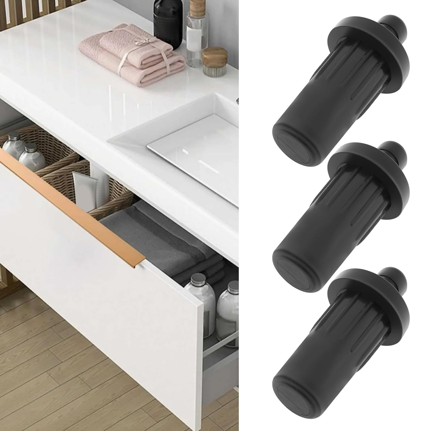 SG Store 50Pcs 25X11X7.5Mm Cabinet Door Repair Pins Plastic Telescopic Pins Furniture Fittings Connector for Bedroom Garden Kitchen Doors Windows Black image number 1