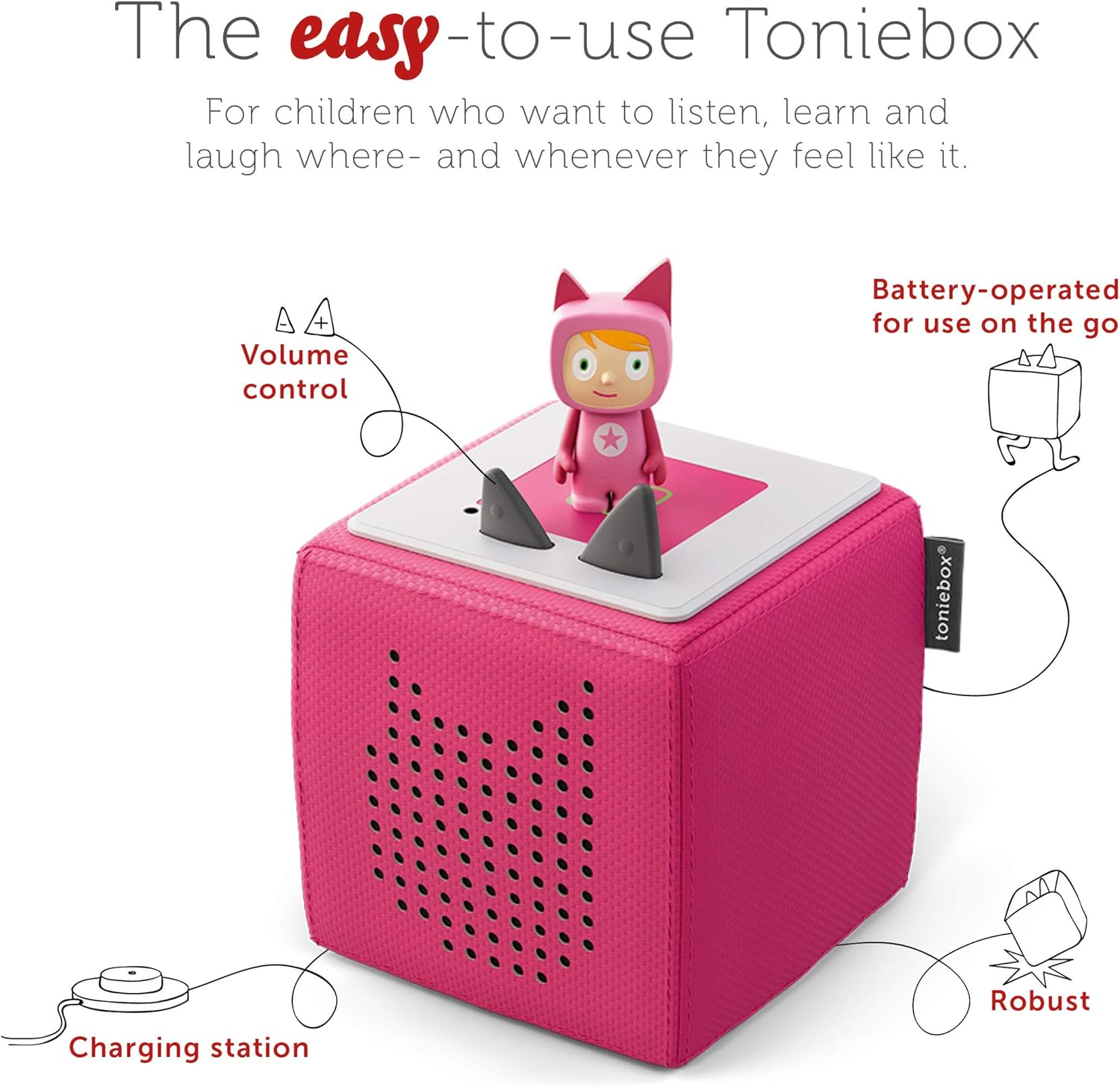 Tonies Toniebox Disney Princess Bundle Incl. 1 Creative 3 Frozen, Mulan, and Beauty and the Beast, Screen-Free Audiobooks and Kids Music Player, Easy to Use, Pink image number 5