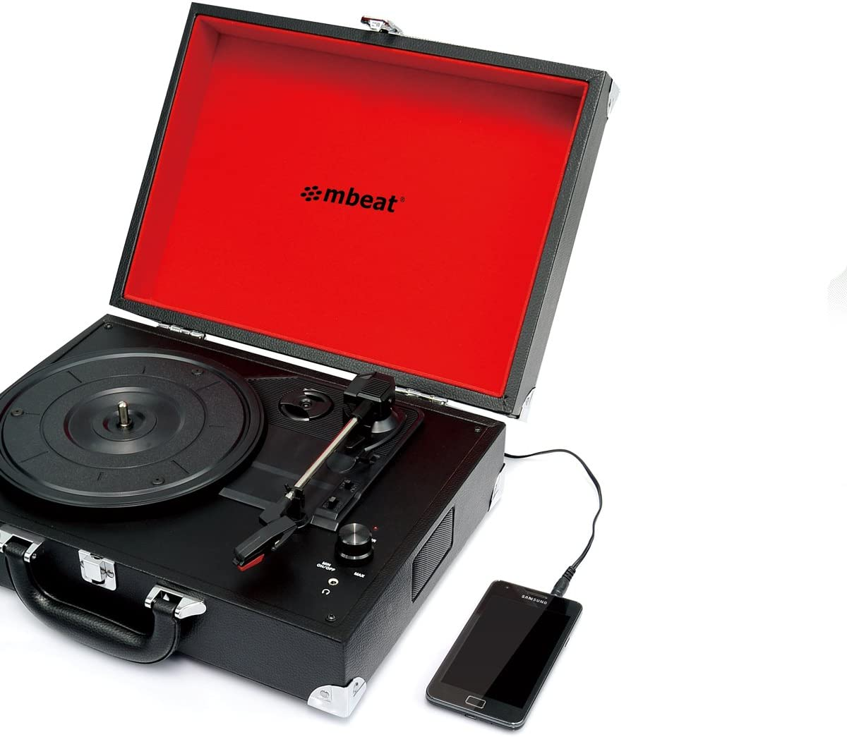 Mbeat Retro Briefcase-Style USB Turntable Record Player Vinyl to MP3 Built-In Stereo Speakers Black image number 4