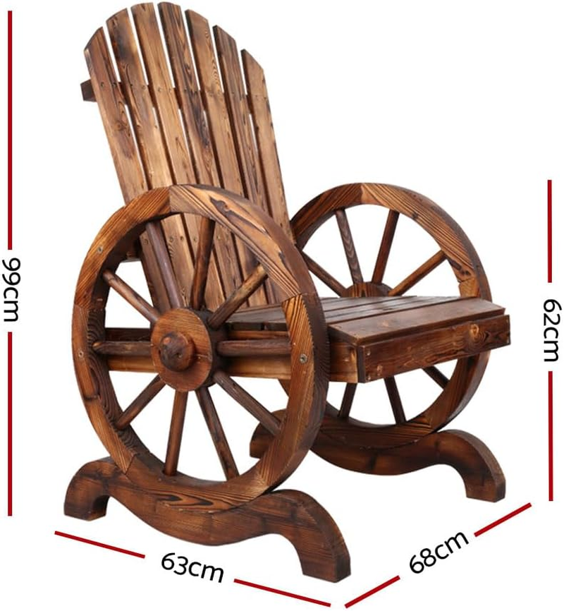 Gardeon Outdoor Wagon Chair Wooden Lounge Chairs, Patio Furniture Setting Backyard Garden Porch Indoor Pool, Timber Armrest Blackrest All-Weather Brown image number 4