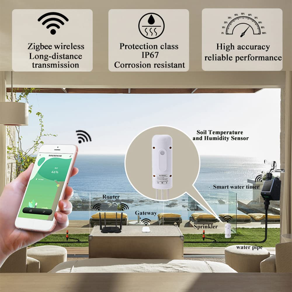 Wireless Soil Temperature Humidity Tester Plant Monitor IP67 Waterproof Detector for Garden Planting image number 2