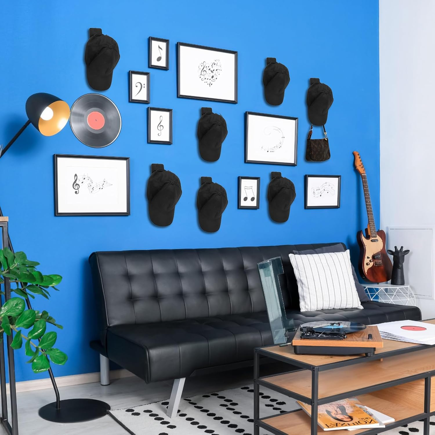 12 Pcs Headphone Wall Hangers Adhesive Gaming Headset Holder Hooks for Wall Mount Strong Universal Stand Hooks for Most Headphone Controller, Hat, Baseball Caps, Closet, Door (Black) - 12, White image number 2