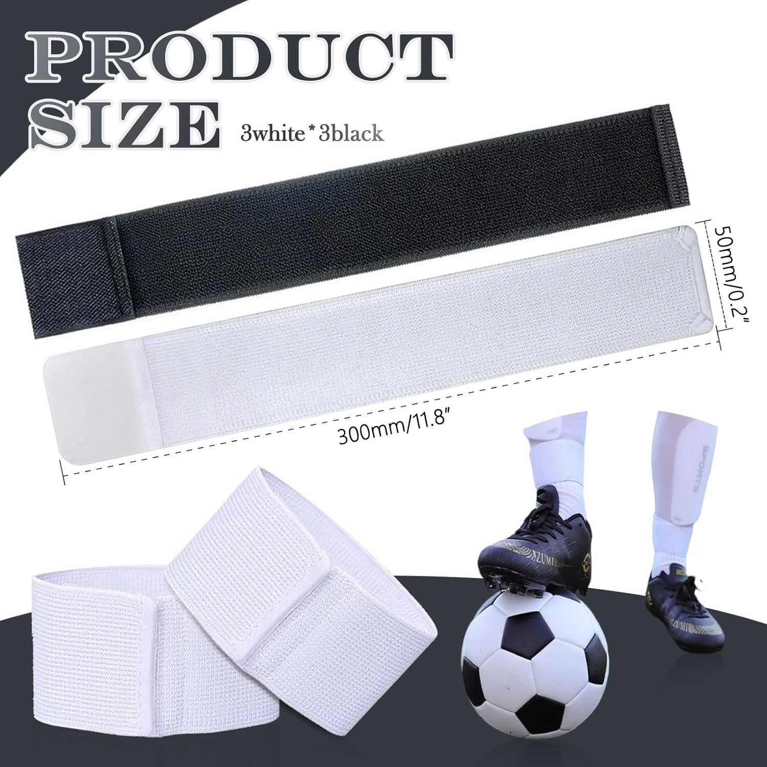 Sxutop Pack of 6 Non-Slip Shin Pads Holder Football Shin Guard Strap Football Sock Holder with Velcro Fastening Straps for Breathable and Ankle Protectors Men Women and Children image number 1