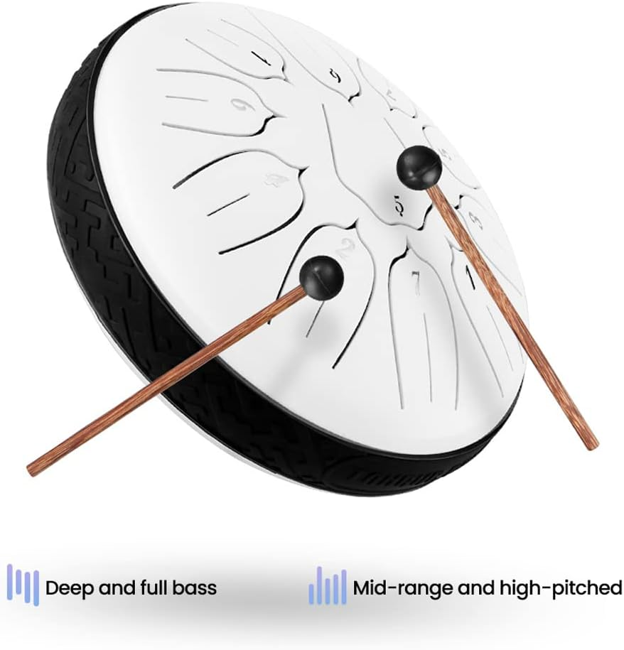 Yasao 6 Inch 11-Tone Steel Tongue Drum Hand Pan Drums with Drumsticks Percussion Musical Instruments image number 5