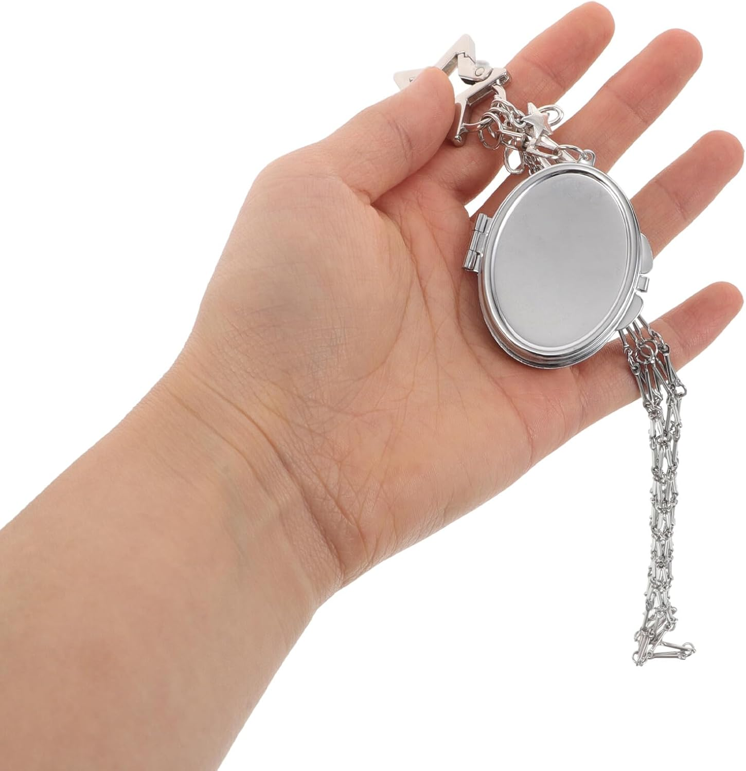 TOVINANNA Stainless Steel Mesh Pocket Pendant Lipstick Wallet Keychain Handbag Female Bag Pendant Women Decorative Key Fob Women Bag Charm Purse Charm Chain Silver image number 3