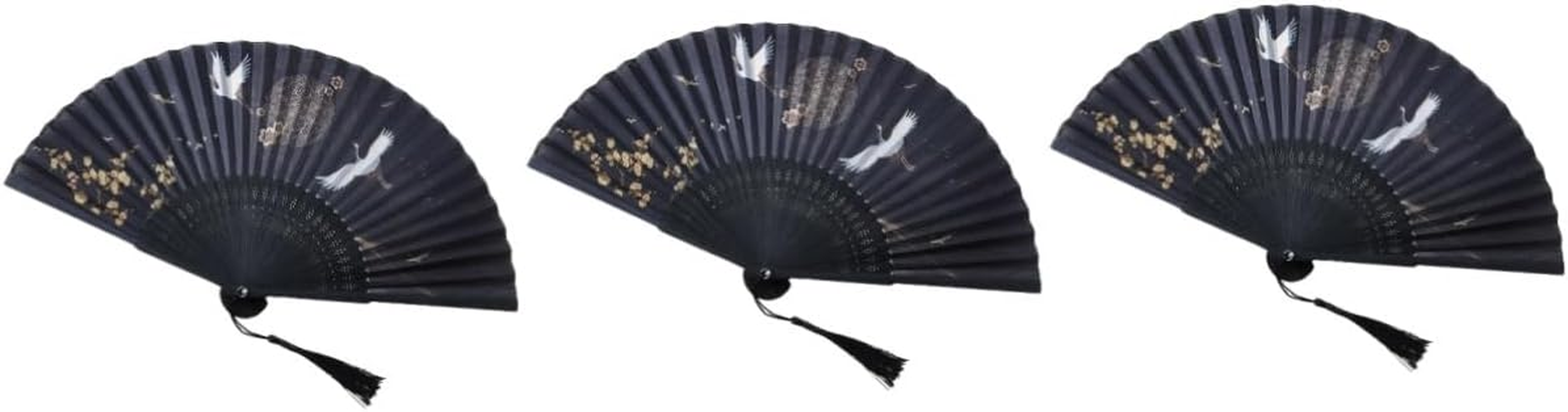 3Pcs Traditional Chinese Hand Fan Retro Folding Fan Elegant for Party Performance Summer Travel