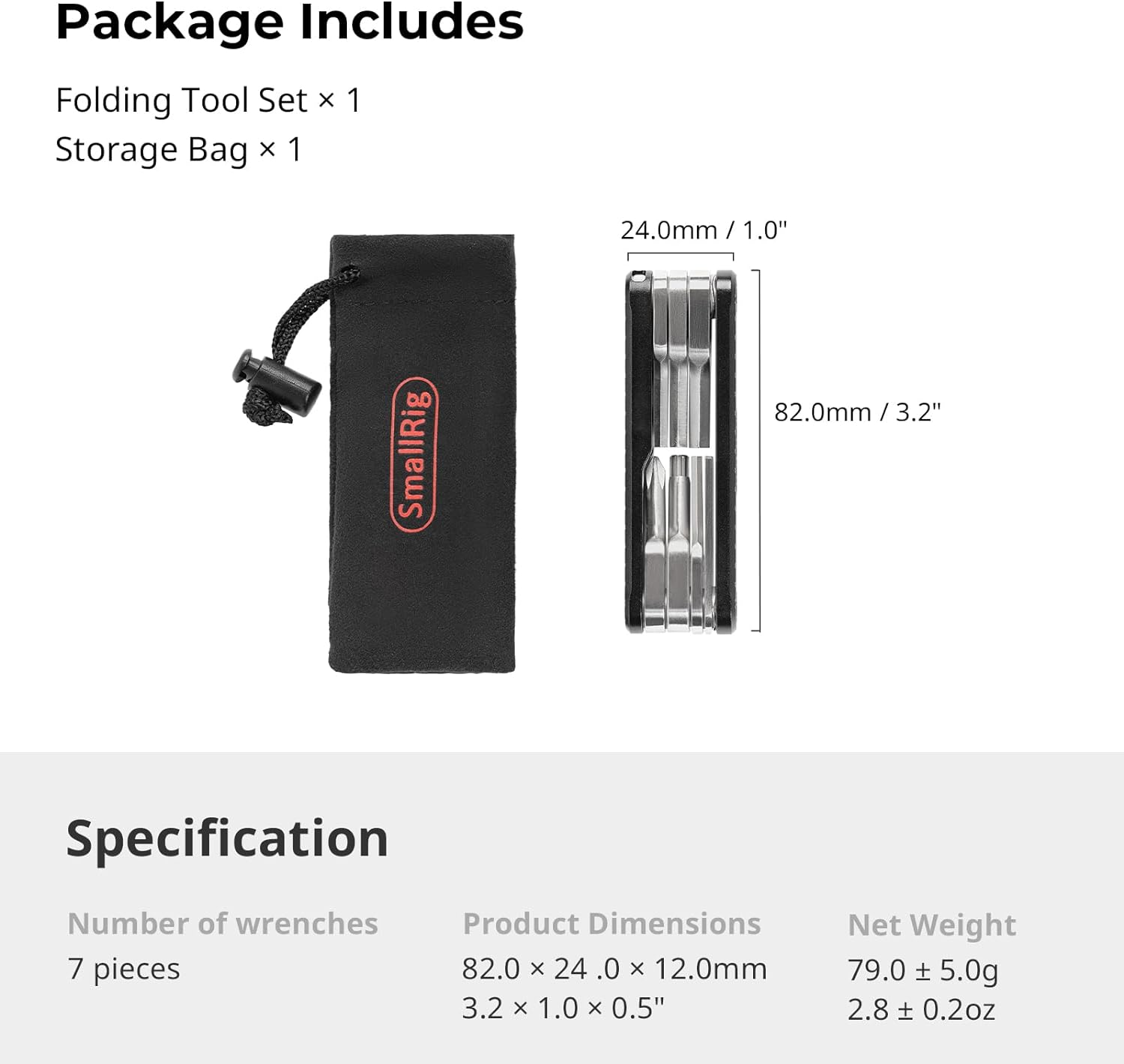 SMALLRIG Folding Tool Set with Screwdrivers and Hex Key Wrenches, Seven Functional Tools Included - 4681 image number 4