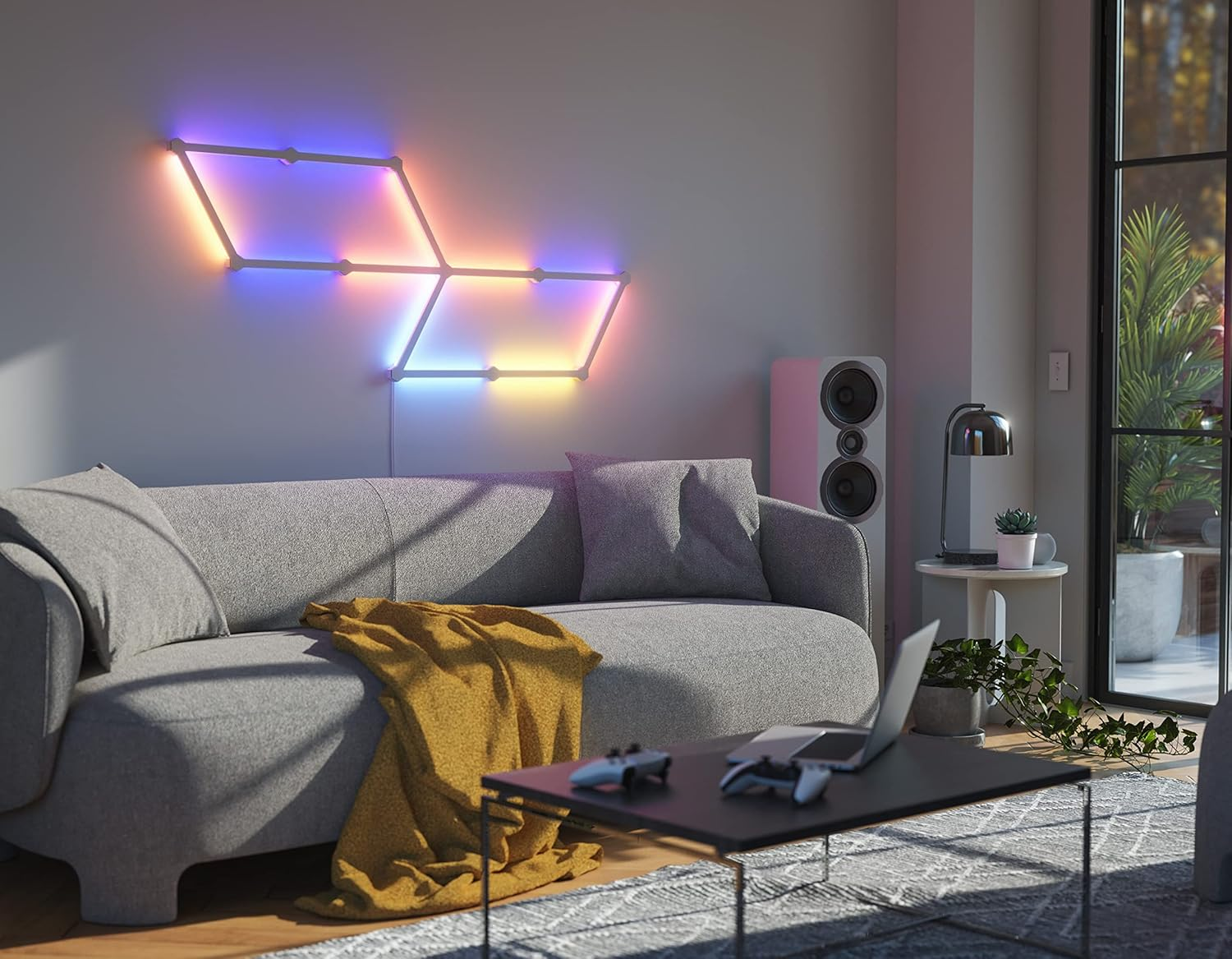 Nanoleaf Lines Starter Kit 9 Angle 60&deg; Modular RGBW LED Smart Light Bars, Interior Wall Sconces, 16M Wifi Colors, Compatible Alexa Google Home, Room Decoration image number 5