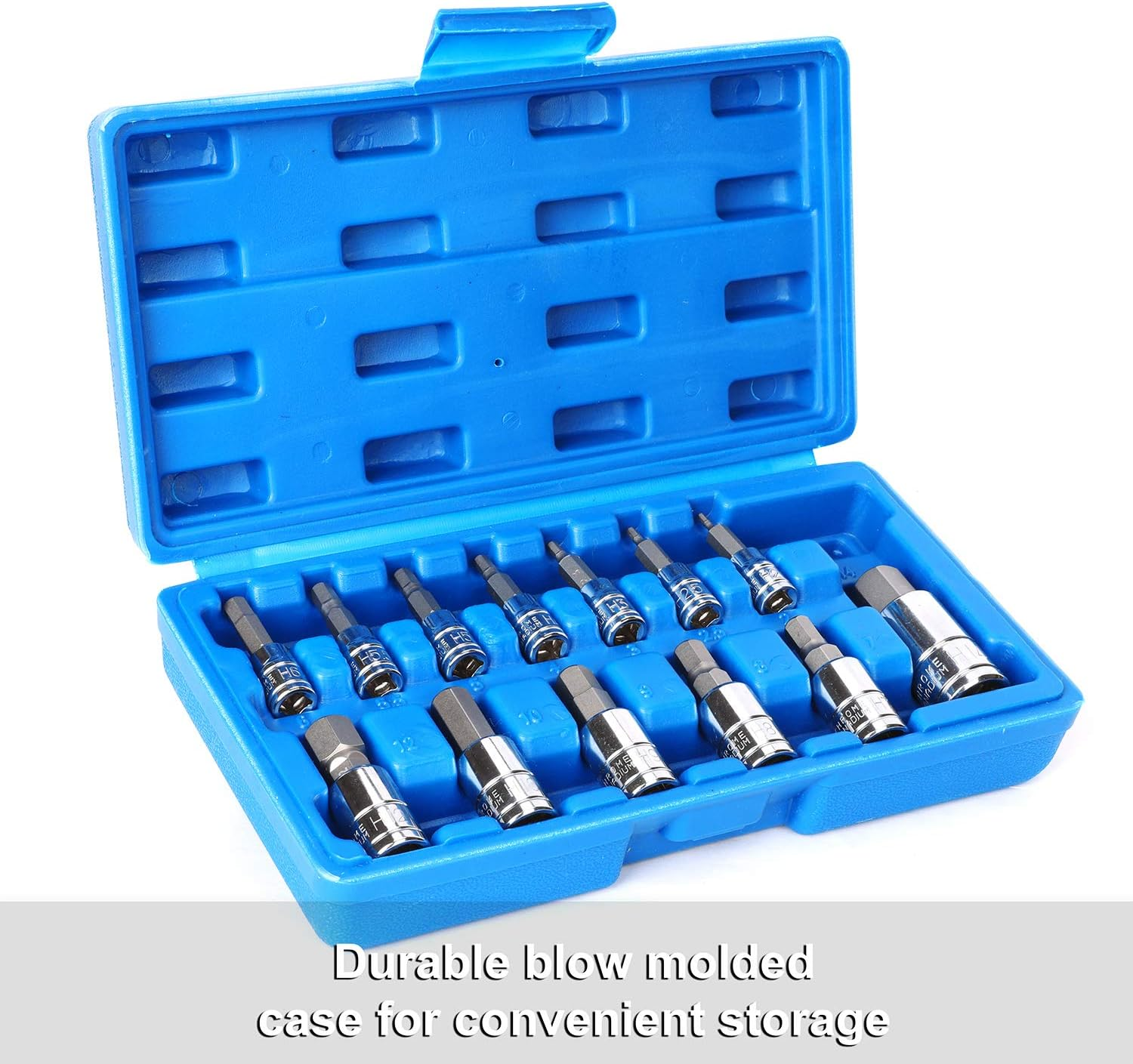CASOMAN 13 Piece Hex Bit Socket Set, S2 Steel Bit Socket Tool Kit, Metric, 2Mm - 14Mm, Allen Bit Socket Kit image number 4