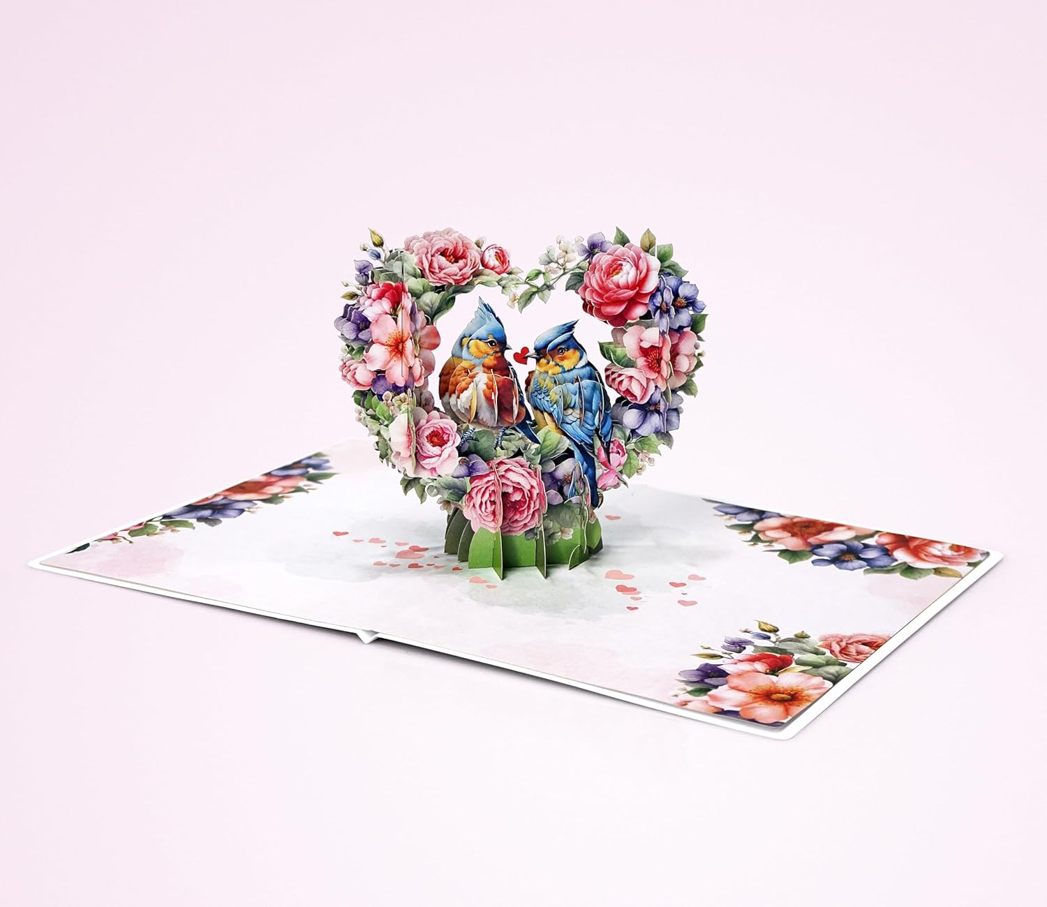 CUTPOPUP Bluejay Couple, Anniversary Card Pop Up, Valentines Day, Wedding, Engagement, 3D Greeting Card (Bluejay Couple-Heart Shape) LO179AU1520 image number 3