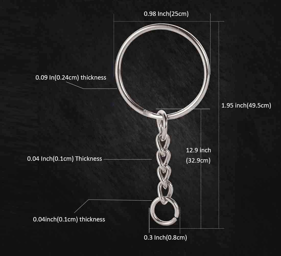 YHYZ Split Key Rings with Chains and Jumper Rings (30 Sets), Premium 1 Inch (25Mm) Metal Key Rings and Keychain Coming with Jumper Rings, Suitable for Crafts, Jewelry Making, Resin, DIY (No Screws) image number 3