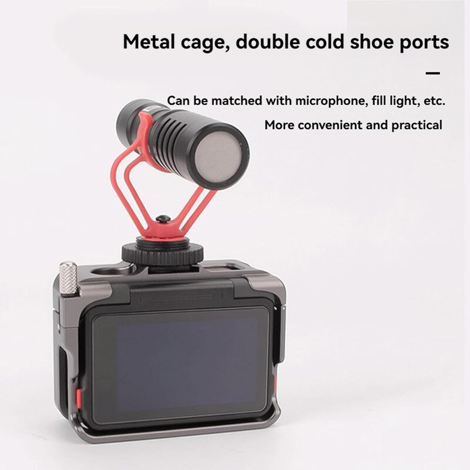 YUULNMOP Aluminum Metal Frame Cage Case for Insta360 Ace/Ace Pro Sports Camera,Vertical Horizontal Protective Frame Housing Sleeve with Double Cold Shoe for Video Light Microphone image number 3