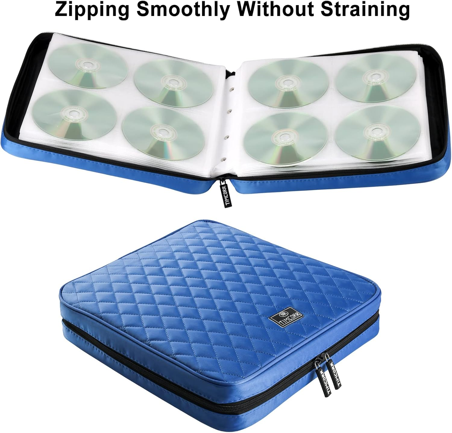 CD Case DVD Holder Storage: 160 Capacity DVD Cases Organizer Portable Wallet Storage - CD Plastic Protective Carrying Binder for Home Travel (Blue) - 160 Capacity Blue image number 5