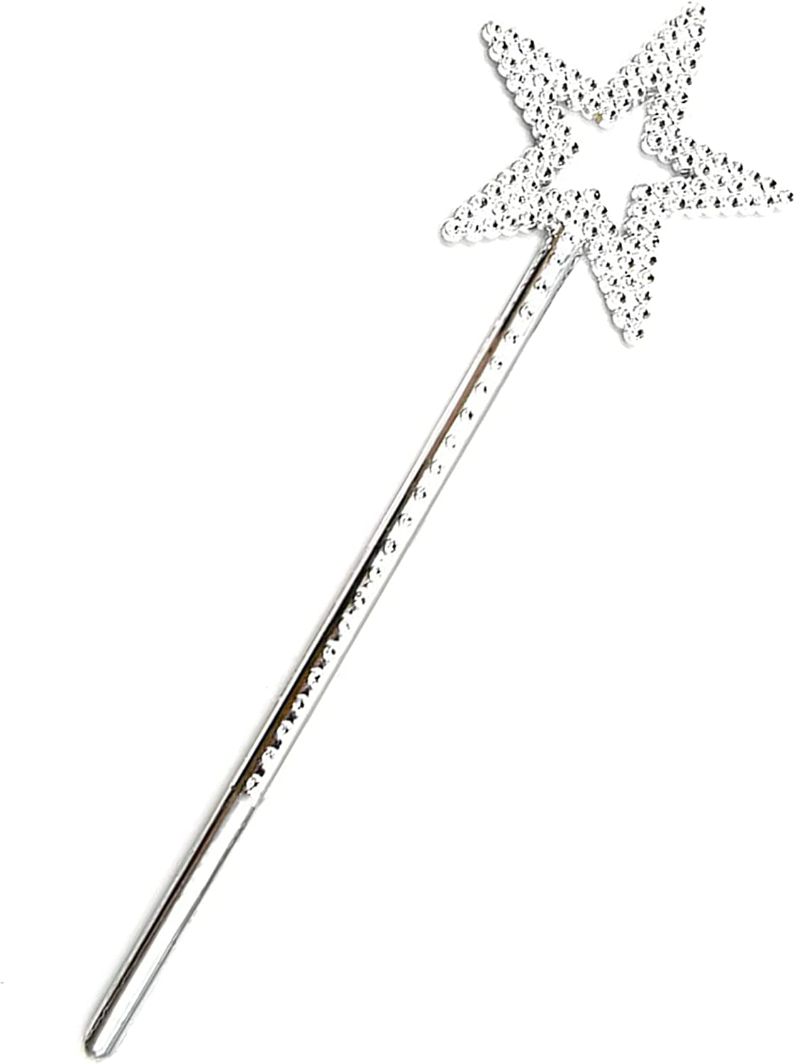 KOMIDK 13 Inches Star Wand,Tooth Fairy Wand Silver Fairy Princess Angel Wand Sticks Silver Fairy Princess Angel Wand Cosplayfor Girls Costume Birthday Party Wedding Halloween Christmas Cosplay image number 4