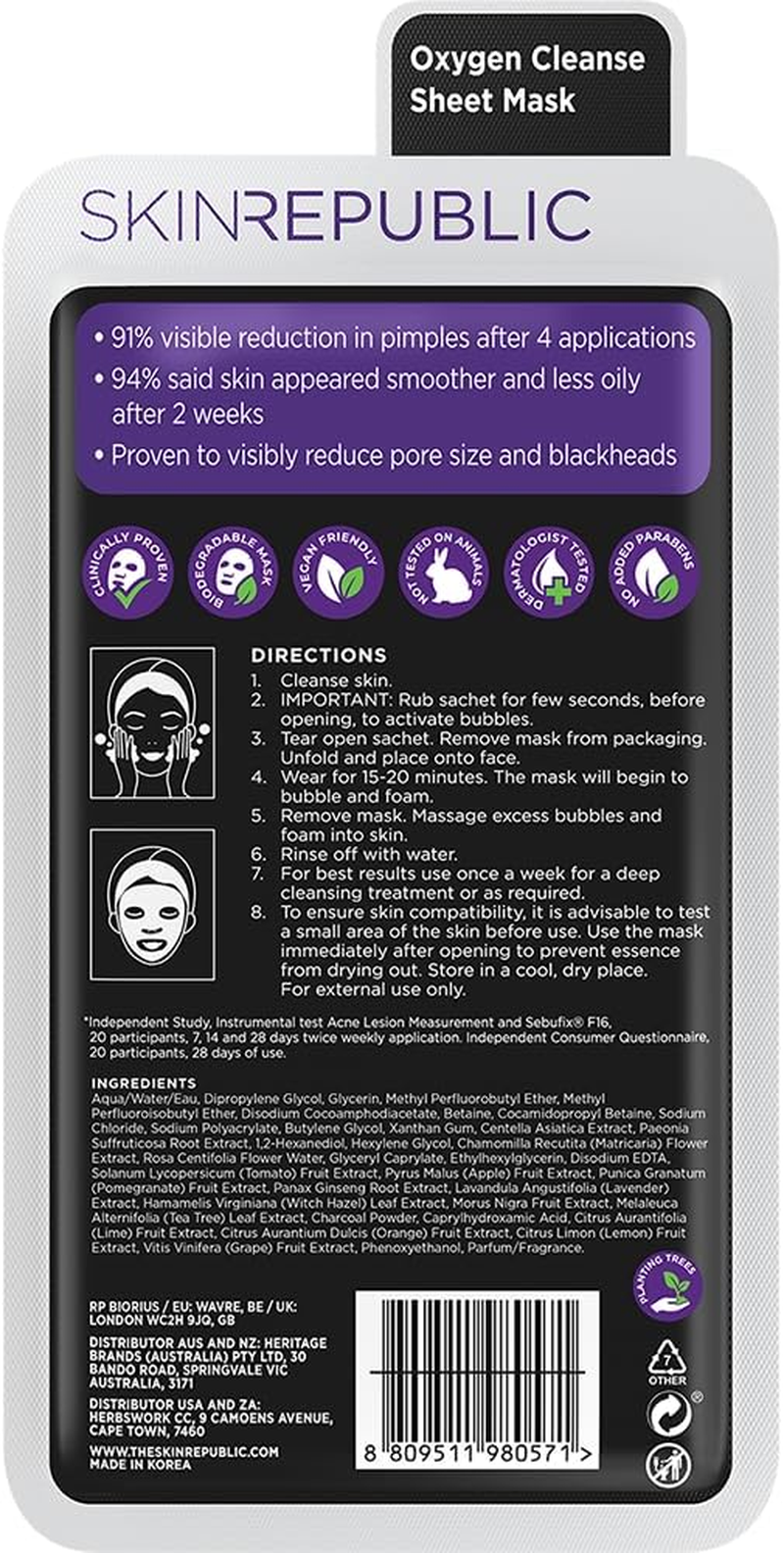 Skin Republic 10 Pack Bubble Purifying + Charcoal Face Mask Sheet image number 1