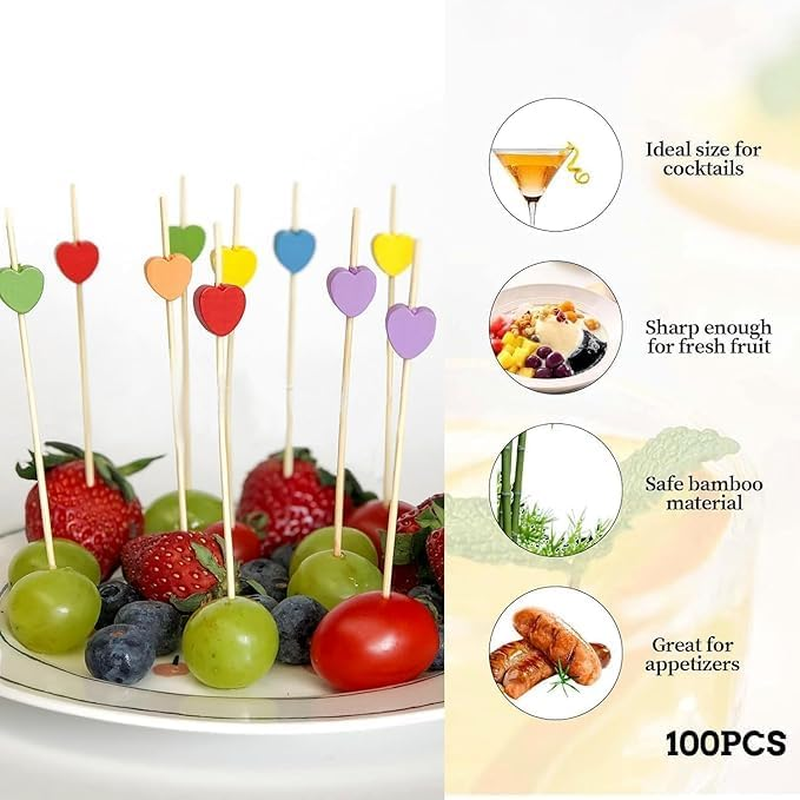 Colorful Bamboo Cocktail Picks,100Pcs Wooden Toothpicks Colorful Fruit Sticks,Colorful Star Cocktail Picks Fruit Food Hamburger Sticks,Wooden Cocktail Toothpicks Colorful Star Shape Cocktail Picks - Nature image number 4