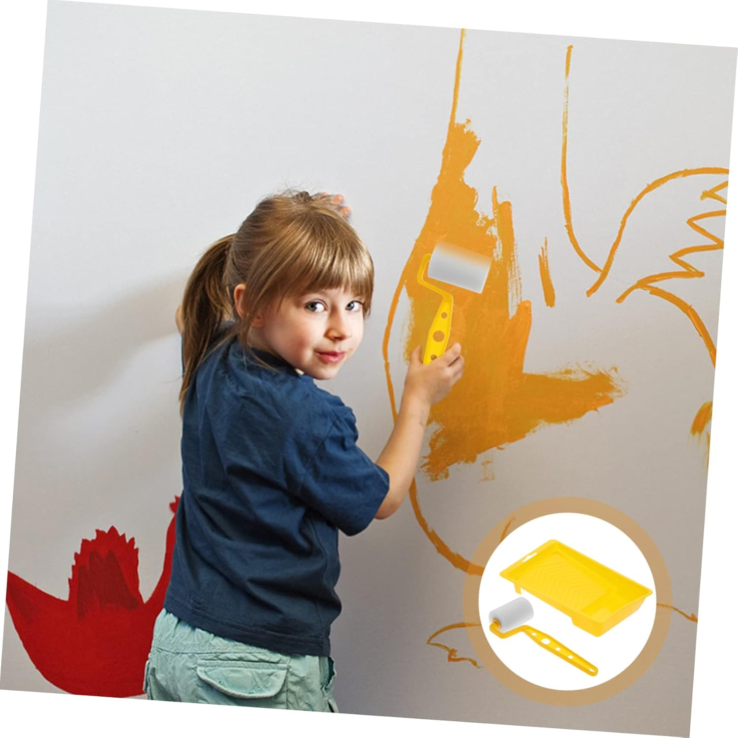 1Set Multi-Function Paint Sponge Roller for Wall Painting Home Decor Comfortable Handle for Art Projects image number 5