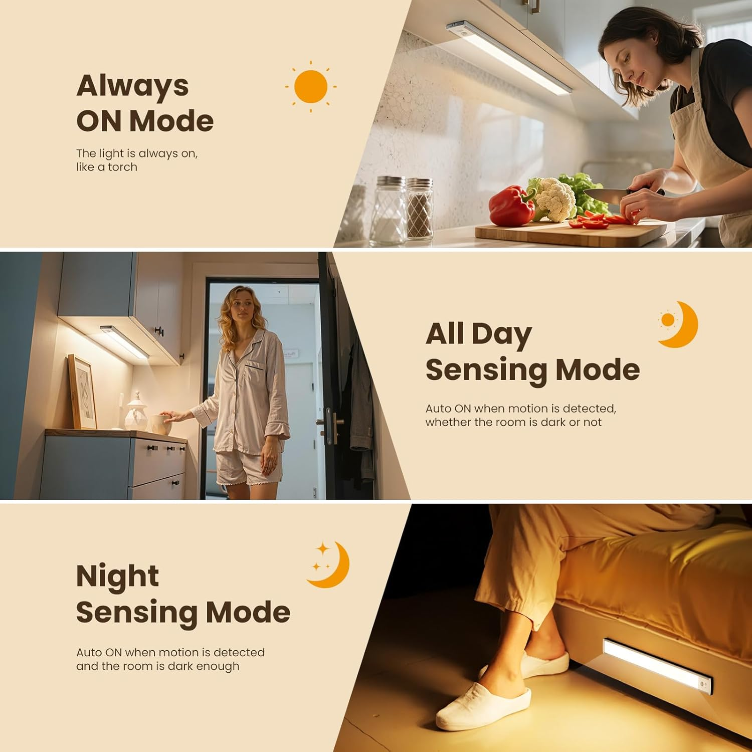 TANSOOL+ Cabinet Lighting LED Lamp with Motion Sensor - USB-C Rechargeable Under-Unit Light Kitchen Light - Dimmable Wireless Night Light for Kitchen, Stairs, Cupboard - 20 Cm, Pack of 2 image number 2