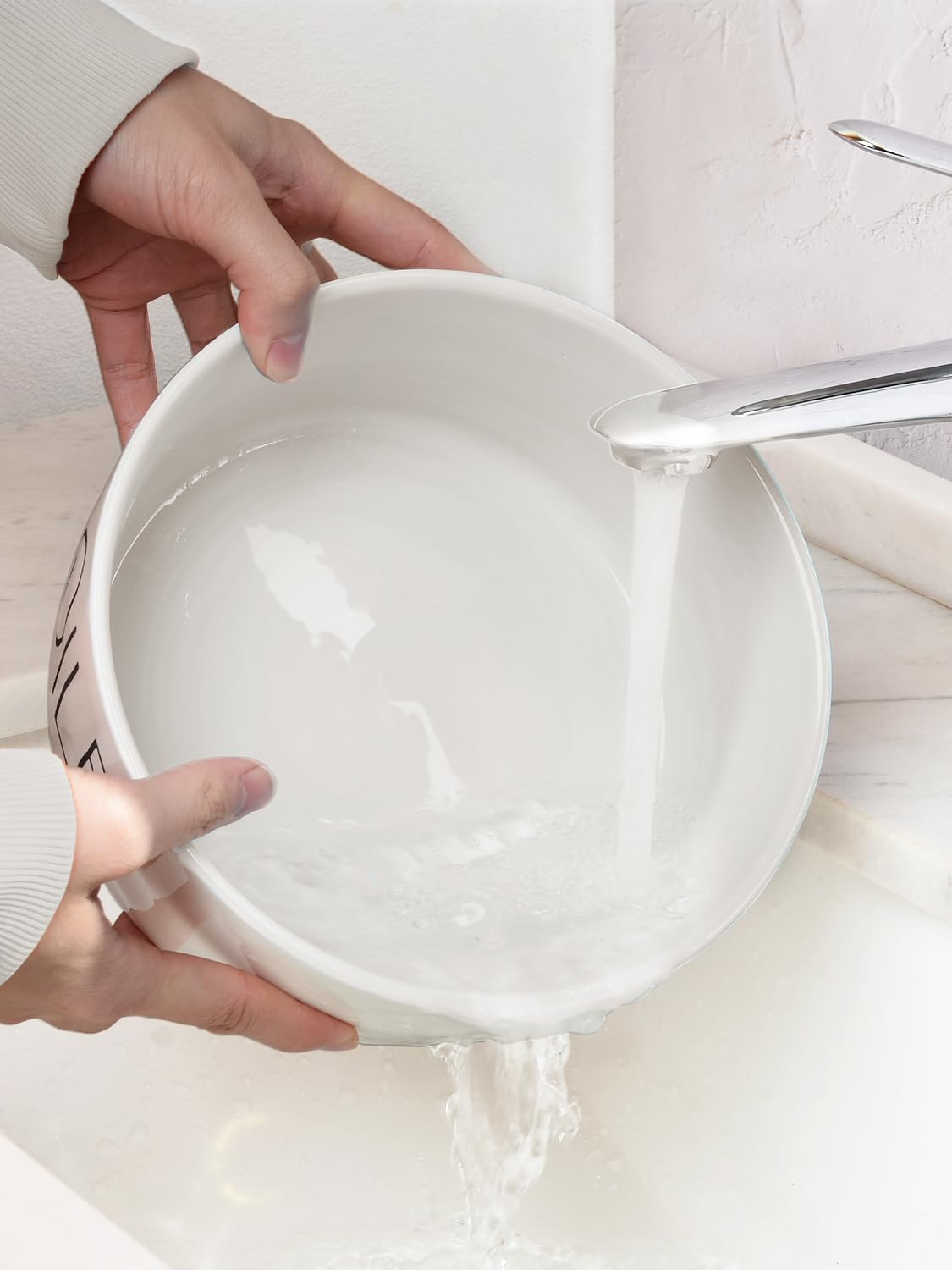 70OZ Ceramic Dog Bowl - 10'' Extra Large Food Water Dog Bowl, Heavy Duty Non-Slip Dog Dish for Medium and Large Dog, Food Grade Porcelain Pet Feeder Bowl, Microwave & Dishwasher Safe, White image number 2