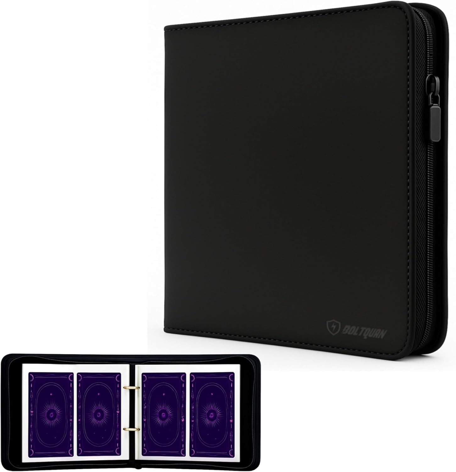 Tarot Card Binder PU Leather &ndash; Holds 80 Cards, Zippered Storage Case for Tarot & Oracle Cards &ndash; Portable Album with Expandable Sleeves, Double-Sided Sheets (Green)