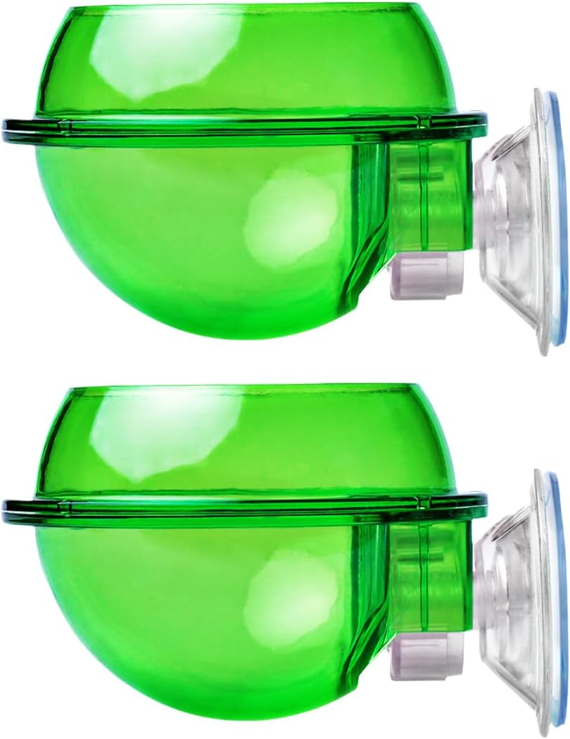 AIMALL 2 PCS Reptile Feeder Anti-Escape Suction Cup Chameleon Bowl Terrarium Food Water Feeding Dish, Double-Layer ABS Design, Easy Installation, Green 3.9 Inch Wall-Mount Bowl for Reptiles image number 4