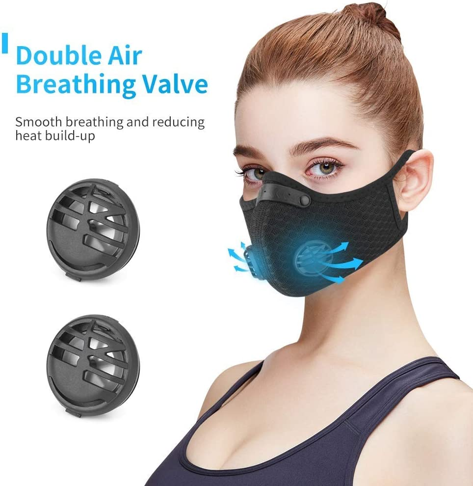 Dust Mask, Amazer Tec Reusable Dust Pollution Mask with Activated Carbon Filter for Woodworking House Cleaning Gardening and Outdoor Activities (Pack of 1 Black) image number 2